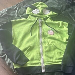 Invader Zim Green Zip-Up Hoodie size S/M runs big😎